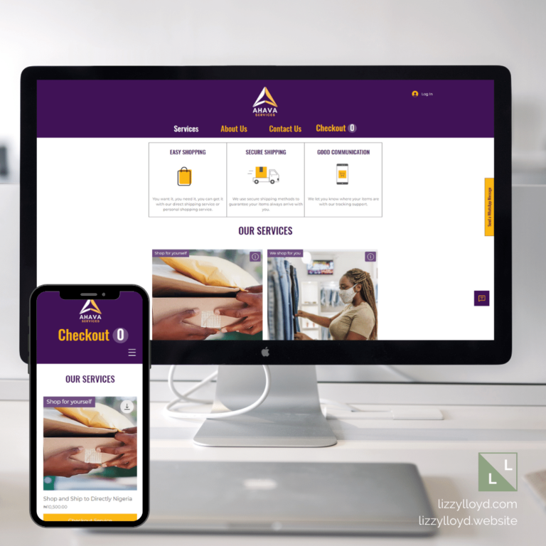 Ahava Service website showcase form Lizzy Lloyd Website Design